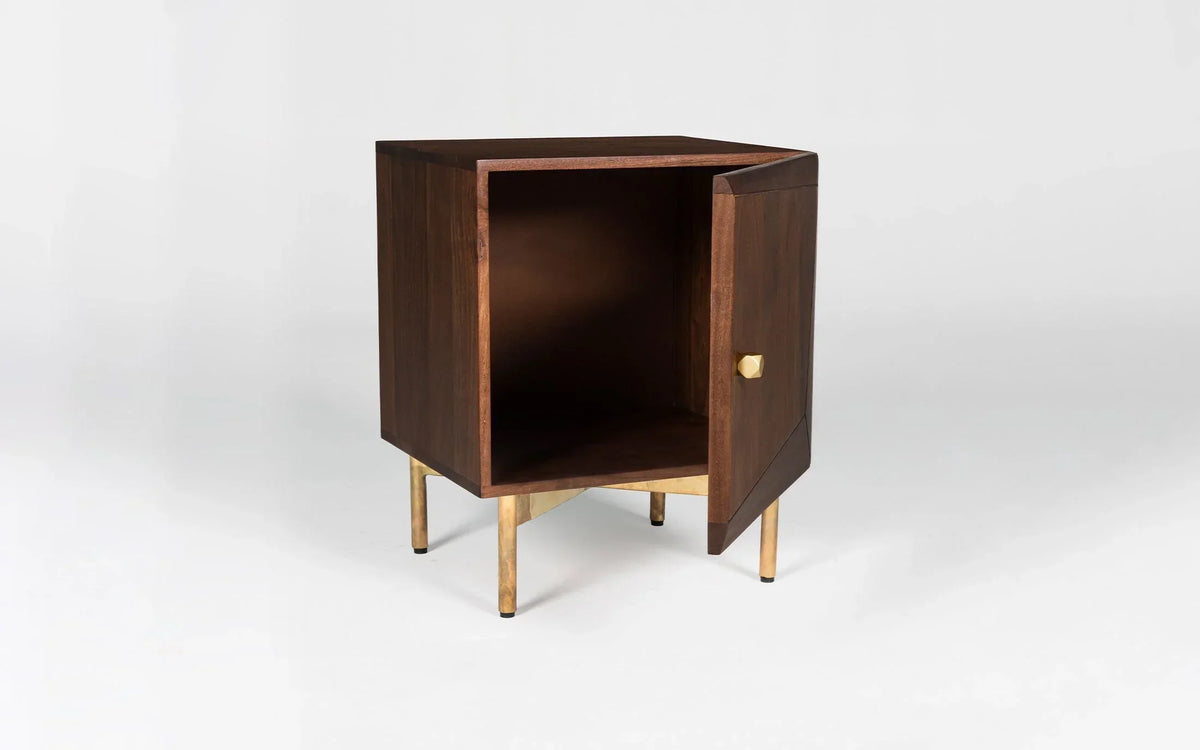 Acme Solid Wood Bed-side Table  In Provincial Teak Finish For Bedroom Furniture