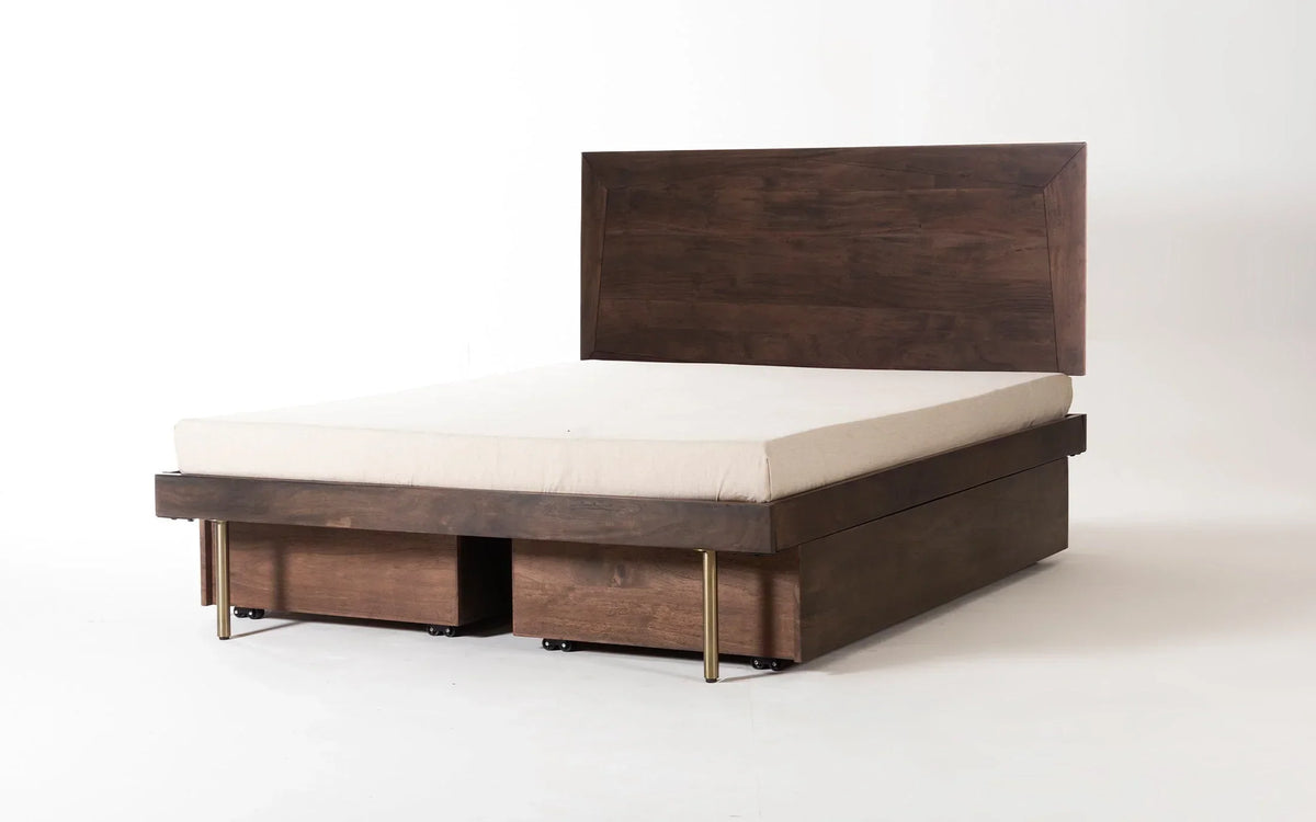 Acme Solid Wood King Size & Queen Size Beds With 2 Drawers In Provincial Teak Finish For Bedroom Furniture