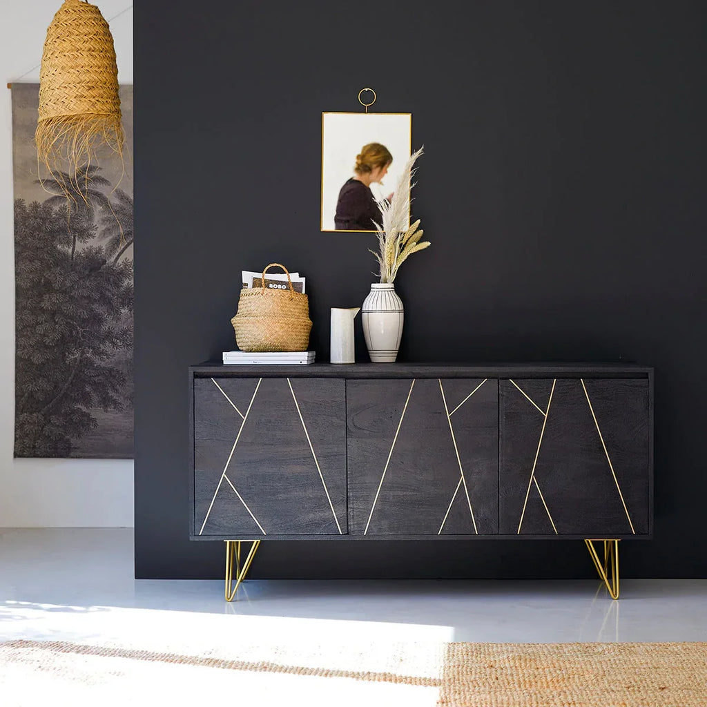 Liv Solid Mango Wood Sideboard In Walnut For Lining Room Furniture