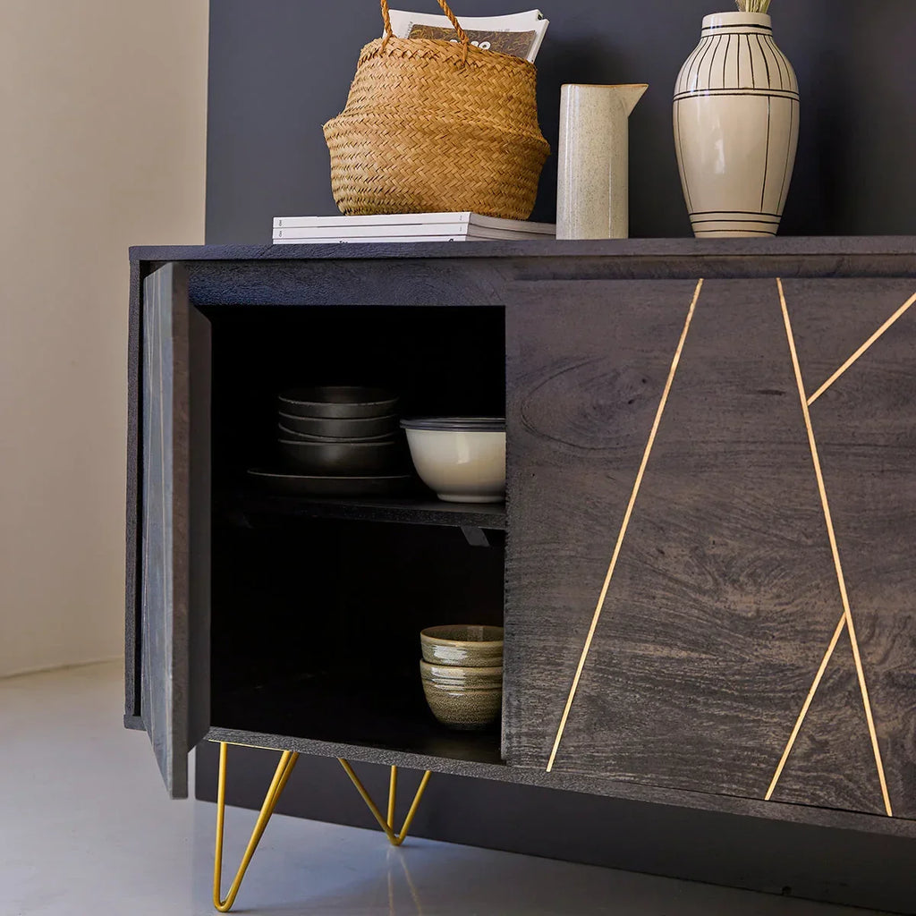 Liv Solid Mango Wood Sideboard In Walnut For Lining Room Furniture