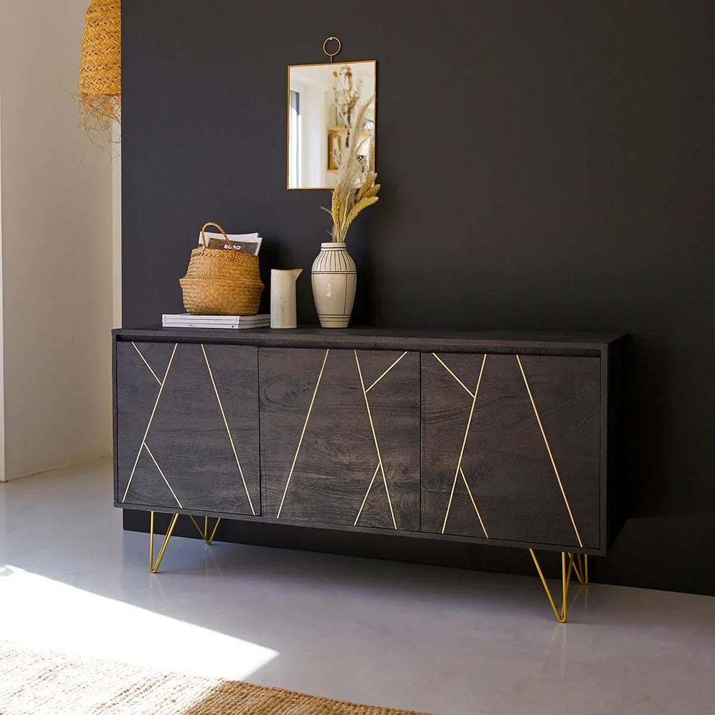 Liv Solid Mango Wood Sideboard In Walnut For Lining Room Furniture