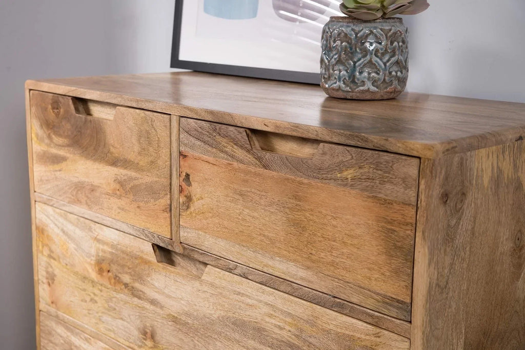 Aspen Solid Wood Chest of Drawers in Natural Finish For Living Room