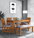 Demiwall Sheesham Wood Six Seater Dining Set With Bench