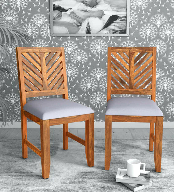 Kia Solid Wood Dining Chair (Set of 2) in Rustic Teak Finish For Dining Room Furniture