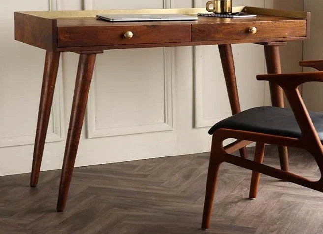 Eon Sheesham Wood Study Table In Provincial Teak Finish For Study Room Furniture