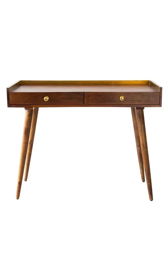 Eon Sheesham Wood Study Table In Provincial Teak Finish For Study Room Furniture