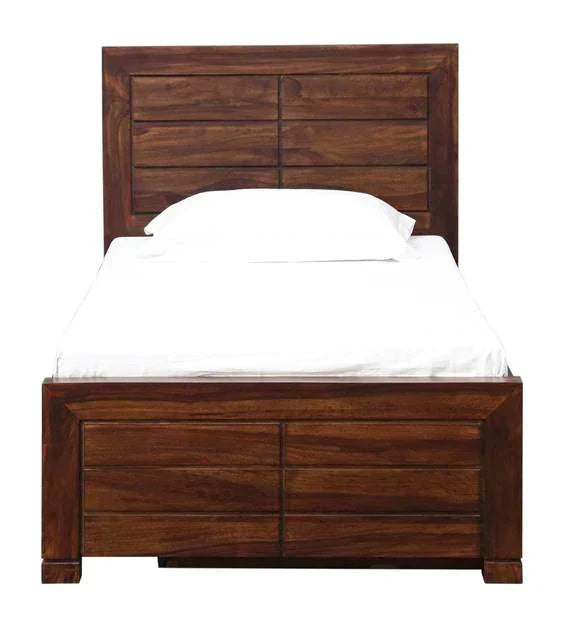 Segur Solid Wood Single Size Bed With One Drawers  In Provincial Teak Finish For Bedroom Furniture