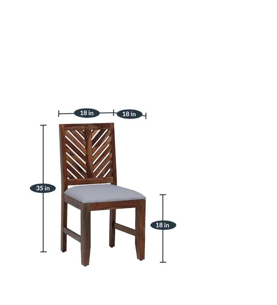 Kia Solid Wood Dining Chair (Set of 2) in Rustic Teak Finish For Dining Room Furniture