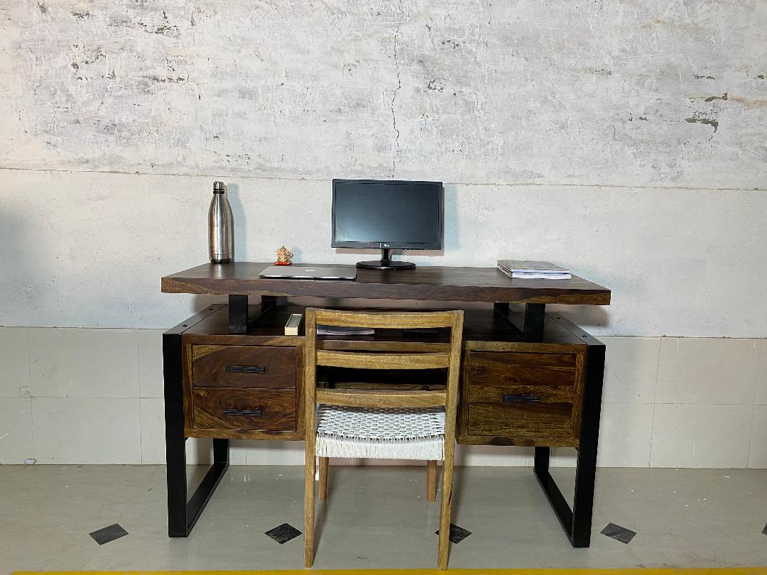 Jenex Sheesham Wood Study Table In Honey Oak  For Study Room Furniture