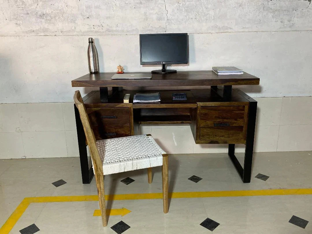Jenex Sheesham Wood Study Table In Honey Oak  For Study Room Furniture