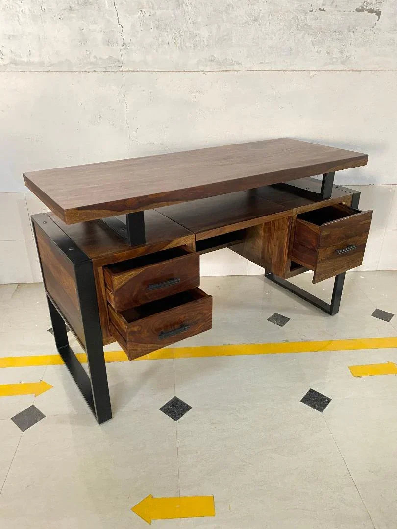Jenex Sheesham Wood Study Table In Honey Oak  For Study Room Furniture
