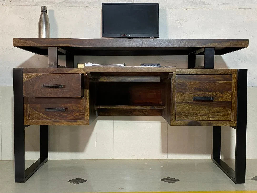 Jenex Sheesham Wood Study Table In Honey Oak  For Study Room Furniture