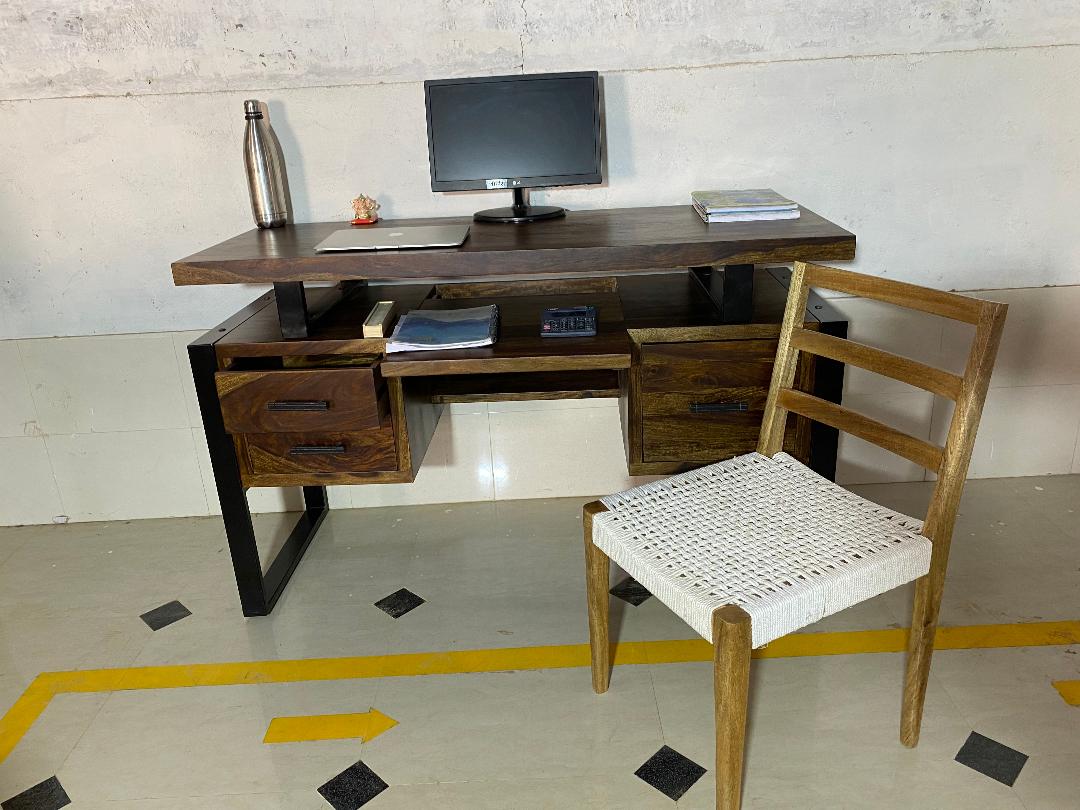 Jenex Sheesham Wood Study Table In Honey Oak  For Study Room Furniture
