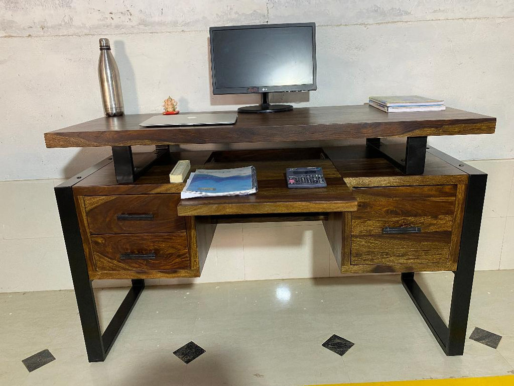 Jenex Sheesham Wood Study Table In Honey Oak  For Study Room Furniture