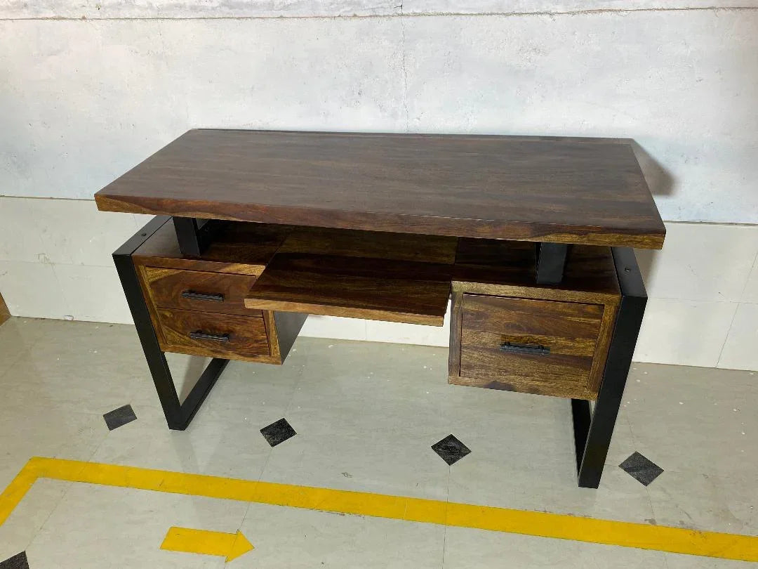 Jenex Sheesham Wood Study Table In Honey Oak  For Study Room Furniture