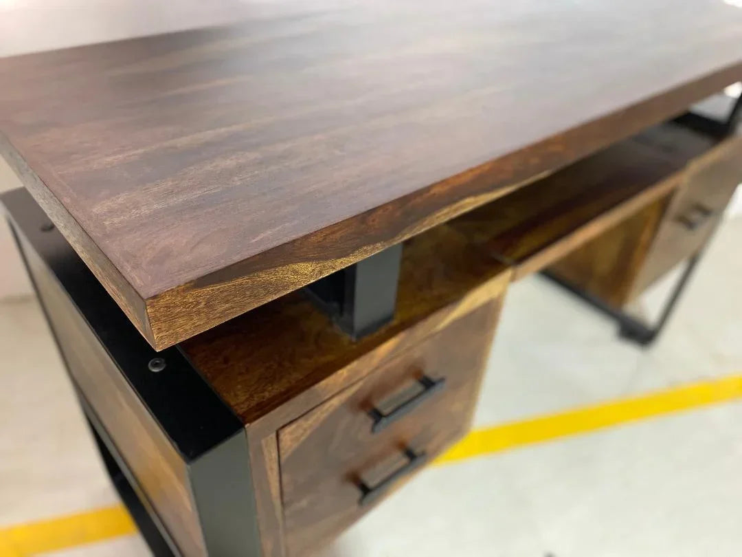 Jenex Sheesham Wood Study Table In Honey Oak  For Study Room Furniture